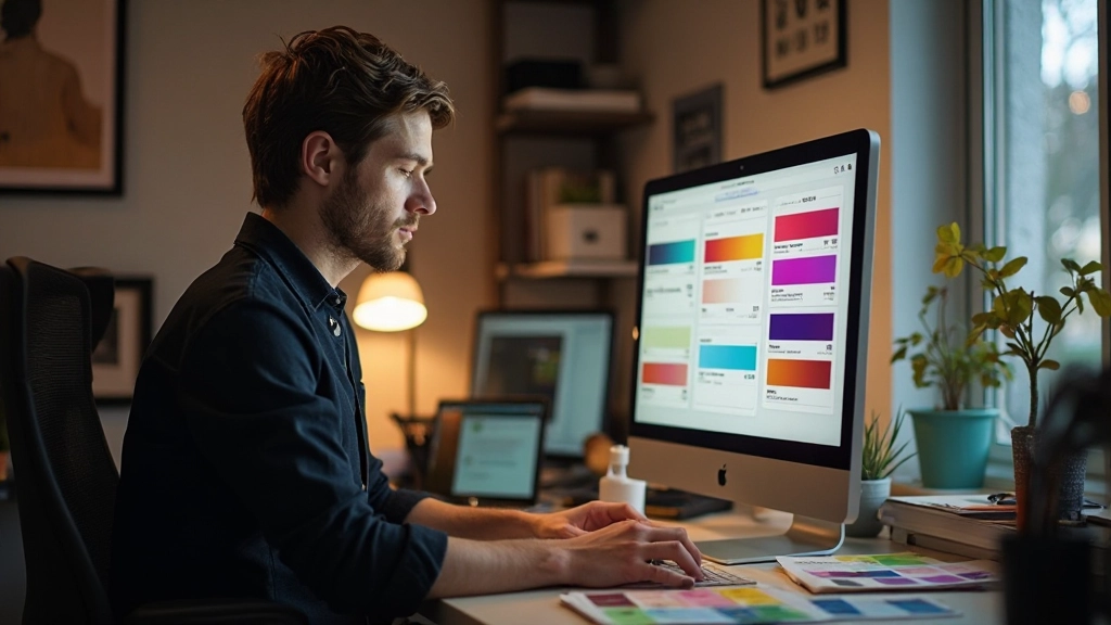 Designer kiest kleuren en typografie voor website