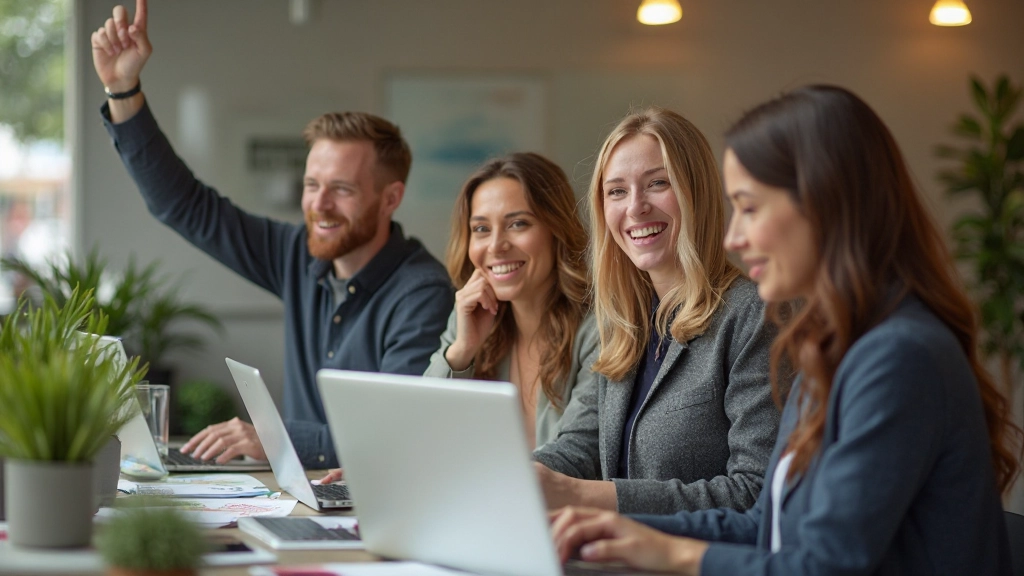 Team viert succesvolle website launch met gelukkige gebruikers