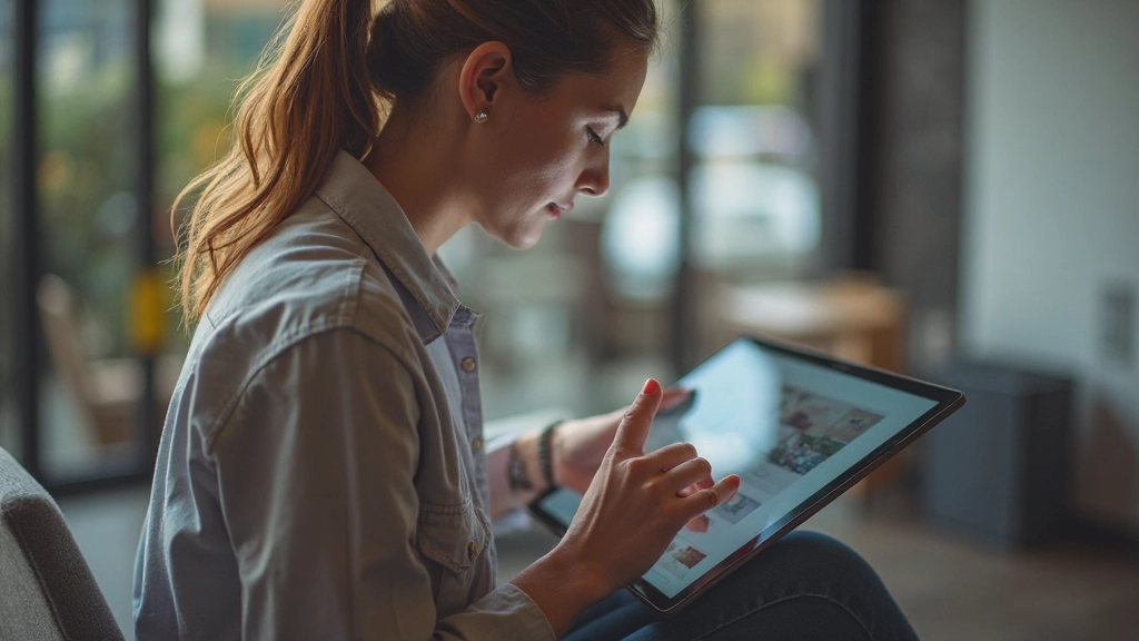 Designer voert gebruikerstest uit waarbij persoon interactie met website prototype demonstreert op tablet